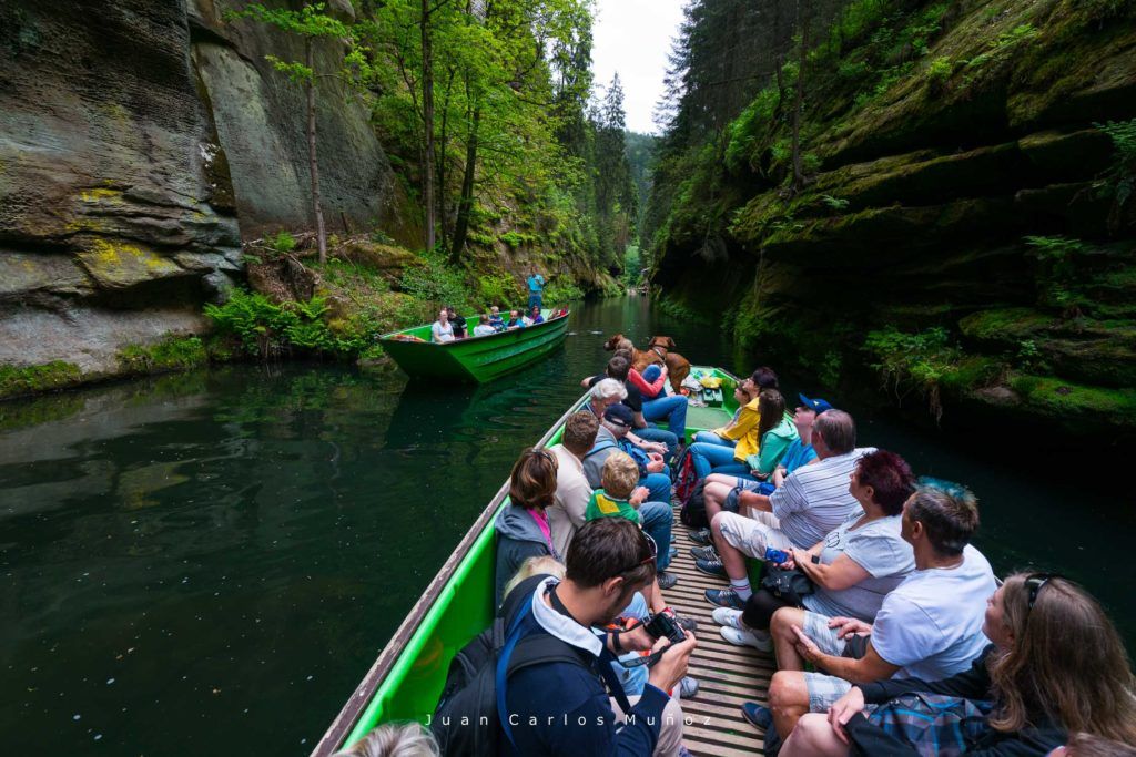 Boat Cruise, Gorges of Kamenice River, Bohemian Switzerland National Park, Czech Republic, Europe