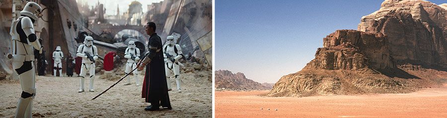Rogue One: una historia de Star Wars. y Wadi Rum Rock Mountain.