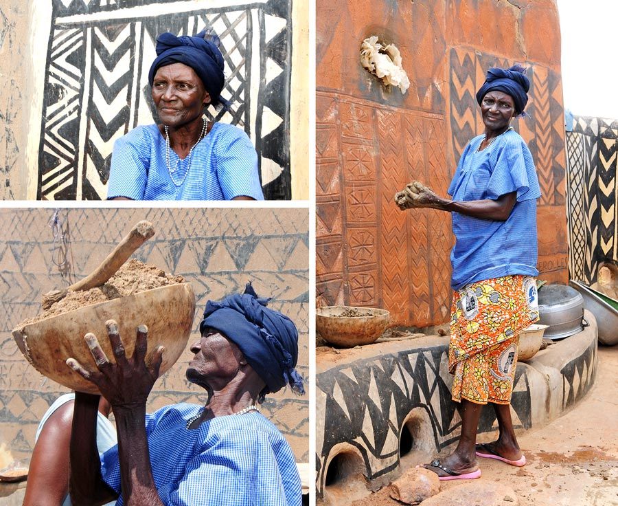 mujer pintando una vivienda de Tiébélé