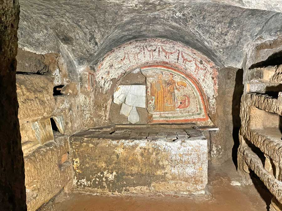 Frescos en las catacumbas de Roma
