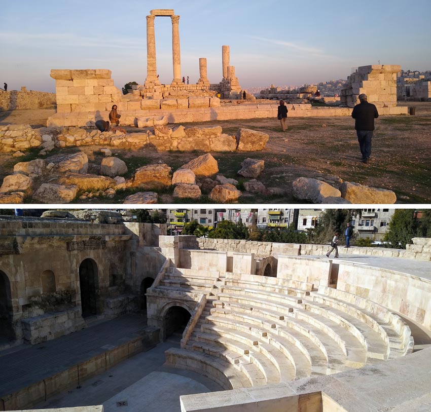 Templo de Hércules y Odeón romano, en Amán. 