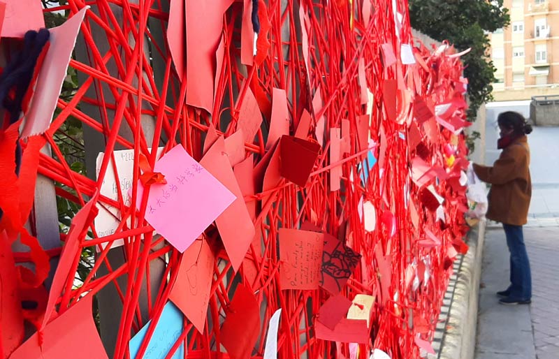 Muro de los Deseos para celebrar el Año Nuevo Chino en Usera.