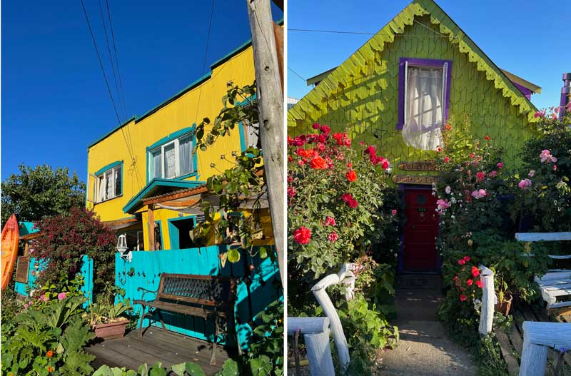 Coloridas casas en Chiloé. 