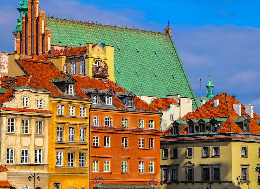 Fachadas de colores de la Ciudad Vieja de Varsovia.