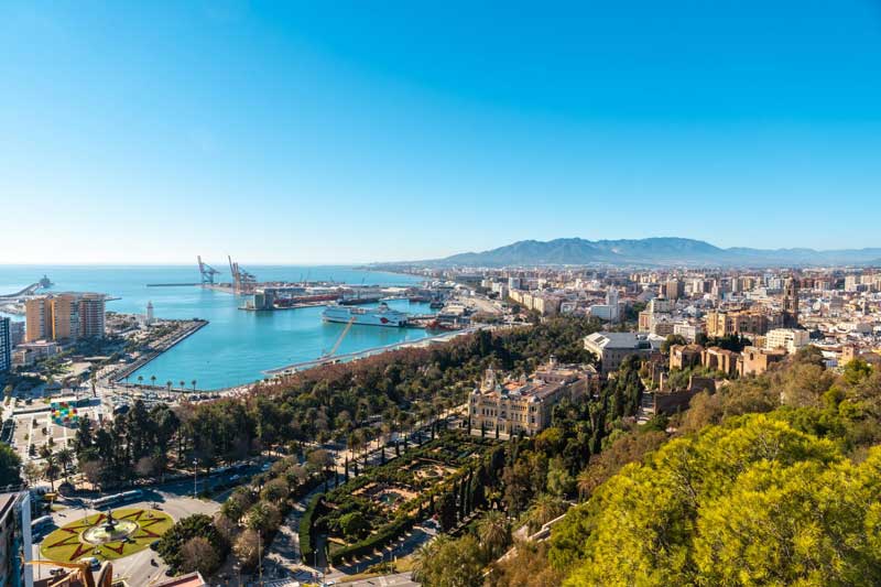 paseo marítimo, puerto y jardines de Málaga