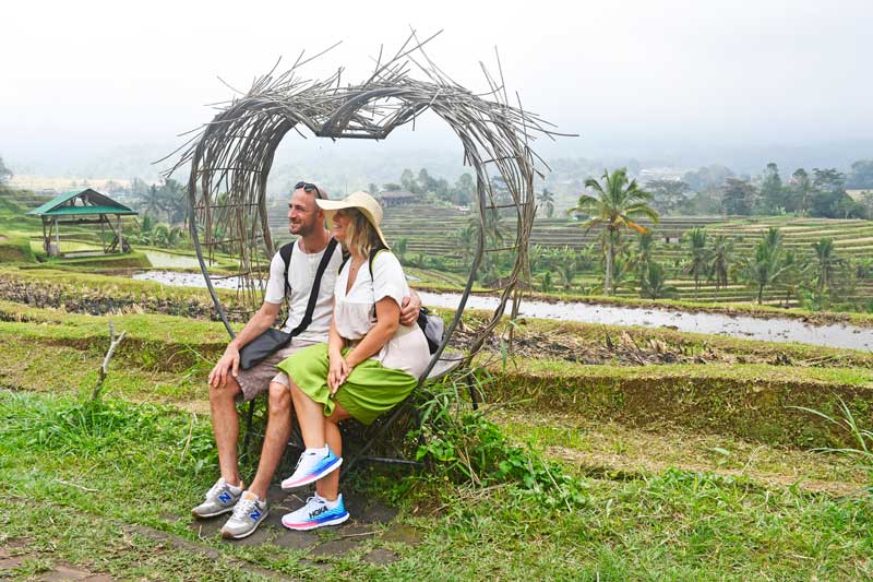 Foto en los arrozales de Jitaluwih en Bali