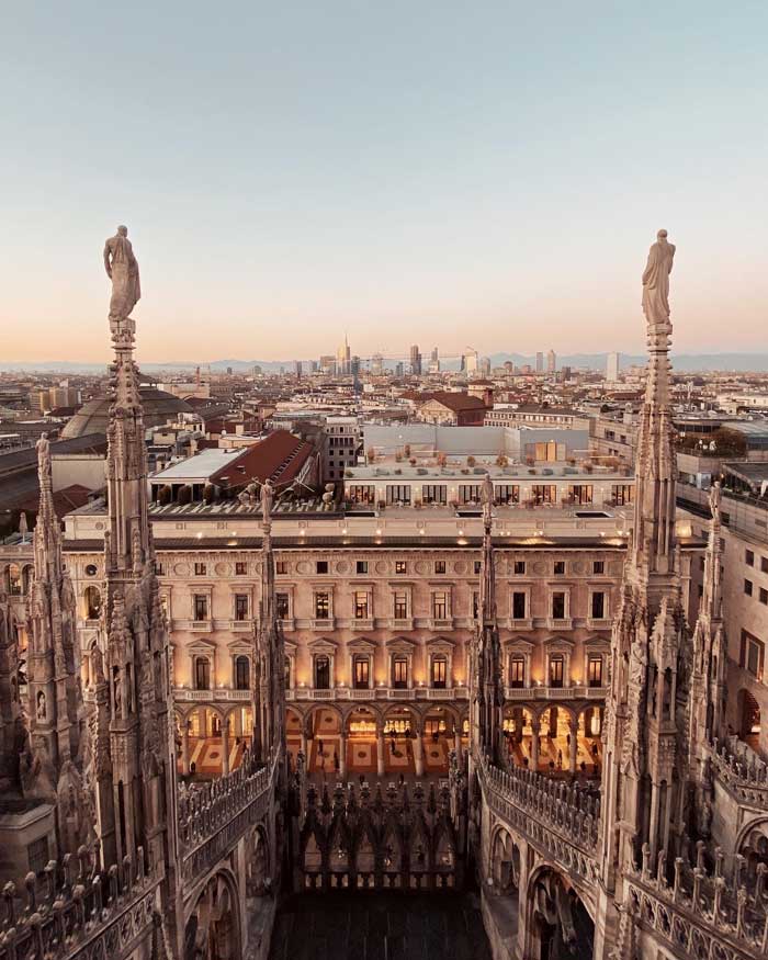Vistas de Milán desde las terrazas del Duomo. 
