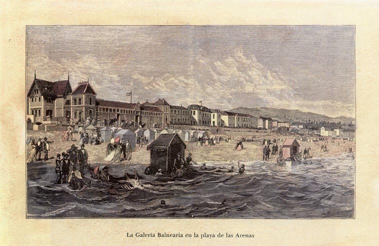 Foto histórica de la estación balnearia de Las Arenas.
